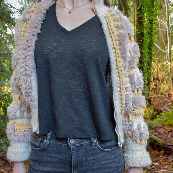 Vintage Furry Bomber Jacket - Picture 1 of 5